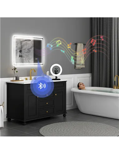 HOMCOM 60 x 80 cm Anti-Fog LED Bathroom Mirror, with Bluetooth - Silver Tone