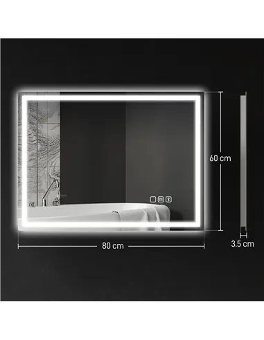 HOMCOM 60 x 80 cm Anti-Fog LED Bathroom Mirror, with Bluetooth - Silver Tone