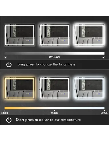 HOMCOM 60 x 80 cm Anti-Fog LED Bathroom Mirror, with Bluetooth - Silver Tone