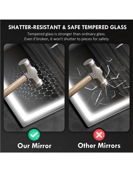 HOMCOM 60 x 80 cm Anti-Fog LED Bathroom Mirror, with Bluetooth - Silver Tone