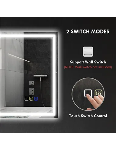 HOMCOM 60 x 80 cm Anti-Fog LED Bathroom Mirror, with Bluetooth - Silver Tone