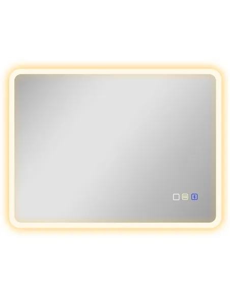 HOMCOM 80 x 60cm LED Bathroom Mirror, with Bluetooth - Silver Tone