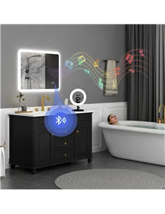HOMCOM 80 x 60cm LED Bathroom Mirror, with Bluetooth - Silver Tone 2