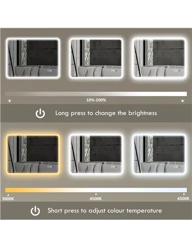 HOMCOM 80 x 60cm LED Bathroom Mirror, with Bluetooth - Silver Tone