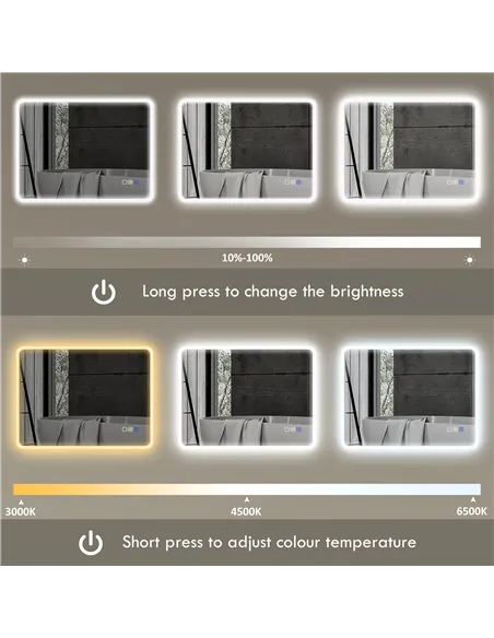 HOMCOM 80 x 60cm LED Bathroom Mirror, with Bluetooth - Silver Tone