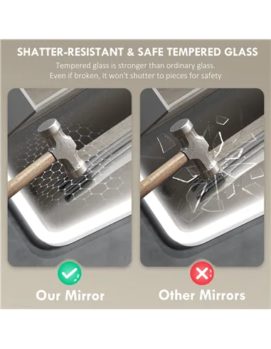 HOMCOM 80 x 60cm LED Bathroom Mirror, with Bluetooth - Silver Tone