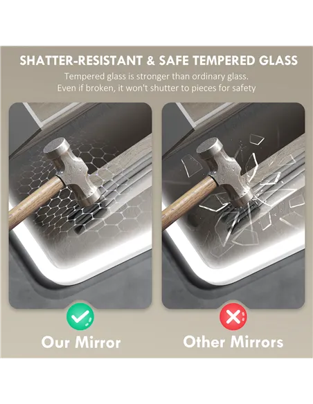 HOMCOM 80 x 60cm LED Bathroom Mirror, with Bluetooth - Silver Tone