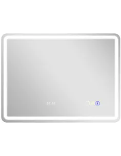 HOMCOM 80 x 60 cm Bluetooth Bathroom Mirror - Silver-Tone