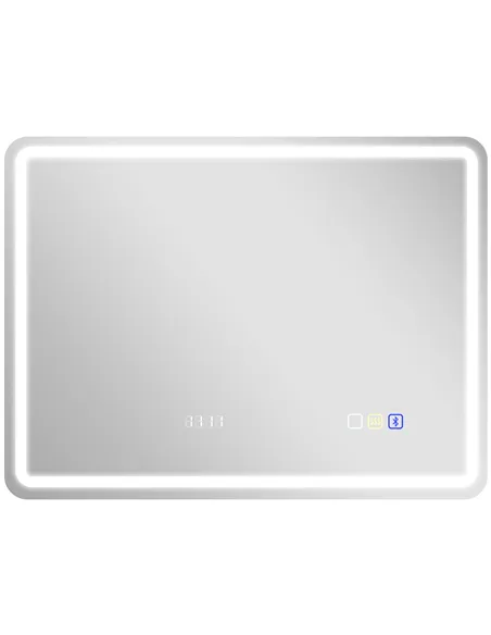 HOMCOM 80 x 60 cm Bluetooth Bathroom Mirror - Silver-Tone