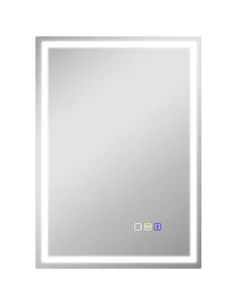 HOMCOM 50 x 70 cm Anti-Fog LED Bathroom Mirror, with Bluetooth - Silver Tone