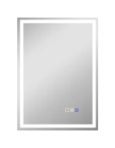 HOMCOM 50 x 70 cm Anti-Fog LED Bathroom Mirror, with Bluetooth - Silver Tone