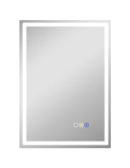 HOMCOM 50 x 70 cm Anti-Fog LED Bathroom Mirror, with Bluetooth - Silver Tone