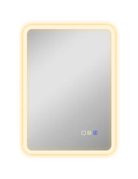 HOMCOM 70 x 50cm LED Bathroom Mirror, with Bluetooth - Silver Tone