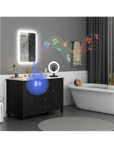 HOMCOM 70 x 50cm LED Bathroom Mirror, with Bluetooth - Silver Tone
