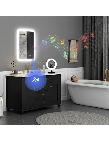 HOMCOM 70 x 50cm LED Bathroom Mirror, with Bluetooth - Silver Tone