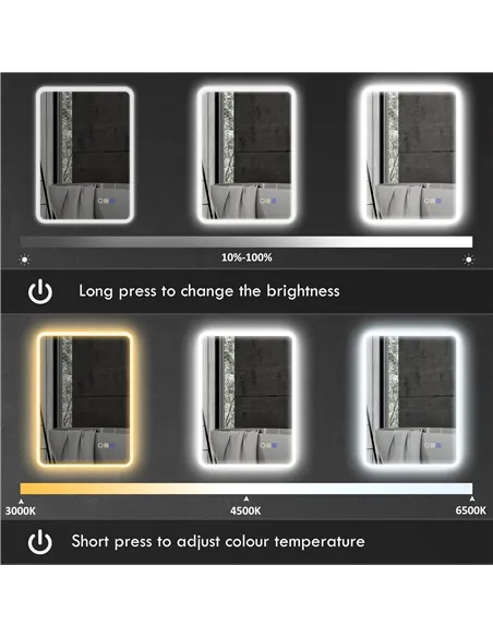 HOMCOM 70 x 50cm LED Bathroom Mirror, with Bluetooth - Silver Tone