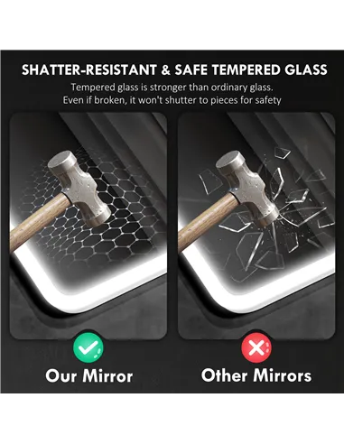 HOMCOM 70 x 50cm LED Bathroom Mirror, with Bluetooth - Silver Tone