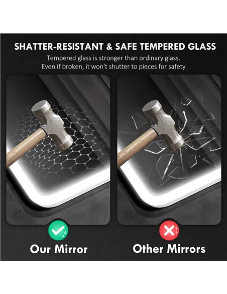 HOMCOM 70 x 50cm LED Bathroom Mirror, with Bluetooth - Silver Tone