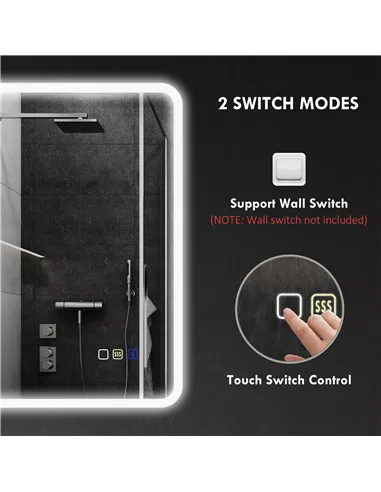 HOMCOM 70 x 50cm LED Bathroom Mirror, with Bluetooth - Silver Tone