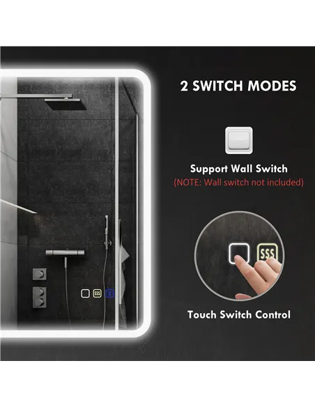 HOMCOM 70 x 50cm LED Bathroom Mirror, with Bluetooth - Silver Tone