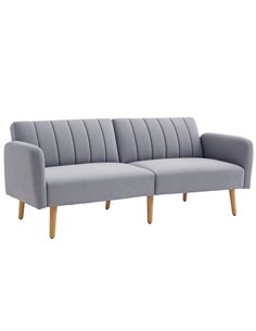 HOMCOM Three-Seater Sofa Bed, with Split Back - Light Grey