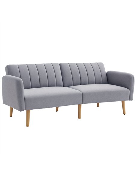 HOMCOM Three-Seater Sofa Bed, with Split Back - Light Grey