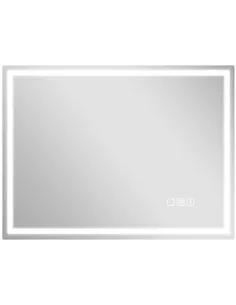 HOMCOM 60 x 80 cm Anti-Fog LED Bathroom Mirror, with Bluetooth and Clock - Silver Tone