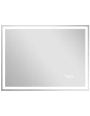 HOMCOM 60 x 80 cm Anti-Fog LED Bathroom Mirror, with Bluetooth and Clock - Silver Tone