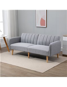 HOMCOM Three-Seater Sofa Bed, with Split Back - Light Grey 2