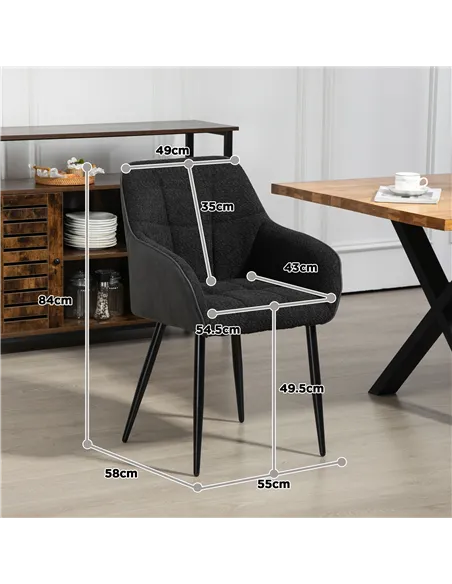 HOMCOM Accent Chair with Foot Pads, Upholstered Armchair with Chenille Fabric Front and PU Back, Occasional Chair for Living Roo