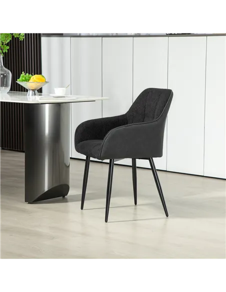 HOMCOM Accent Chair with Foot Pads, Upholstered Armchair with Chenille Fabric Front and PU Back, Occasional Chair for Living Roo