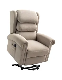 HOMCOM Velvet-Feel Electric Riser Recliner Chair - Khaki