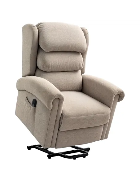 HOMCOM Velvet-Feel Electric Riser Recliner Chair - Khaki