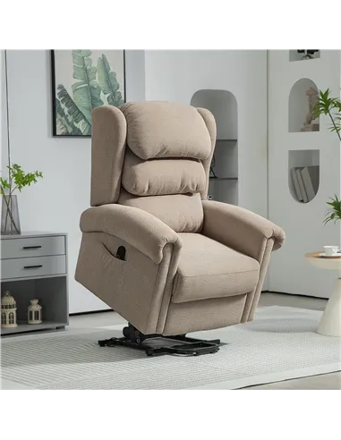 HOMCOM Velvet-Feel Electric Riser Recliner Chair - Khaki