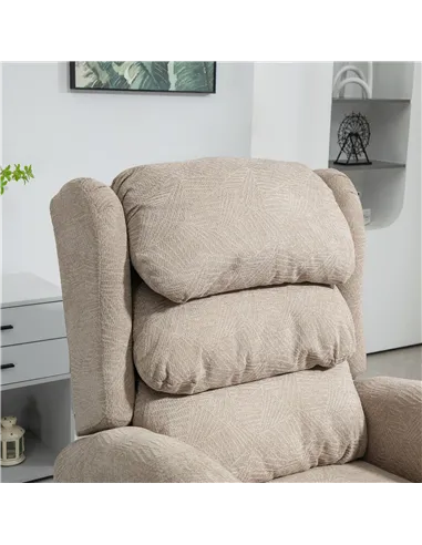 HOMCOM Velvet-Feel Electric Riser Recliner Chair - Khaki