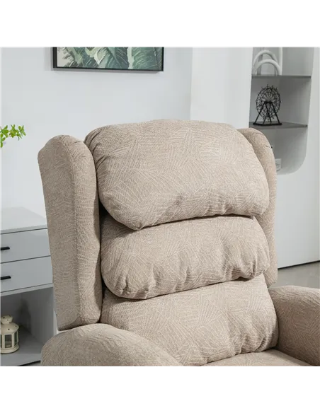 HOMCOM Velvet-Feel Electric Riser Recliner Chair - Khaki