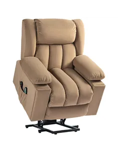 HOMCOM Velvet-Feel Electric Riser, Recliner and Massage Armchair - Light Brown