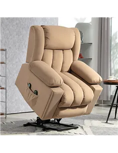 HOMCOM Velvet-Feel Electric Riser, Recliner and Massage Armchair - Light Brown 2