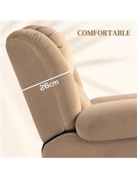 HOMCOM Velvet-Feel Electric Riser, Recliner and Massage Armchair - Light Brown