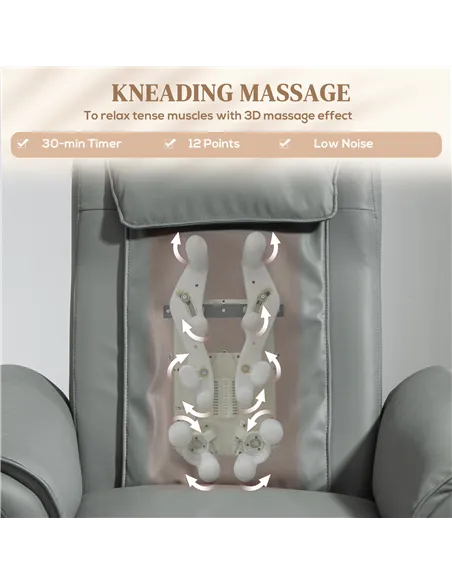 HOMCOM Recliner Armchair with 3D Kneading Massage, Breathable Leather Recliner Chair with Back Massager and Headrest, Electric R