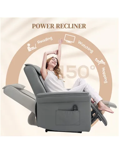 HOMCOM Recliner Armchair with 3D Kneading Massage, Breathable Leather Recliner Chair with Back Massager and Headrest, Electric R