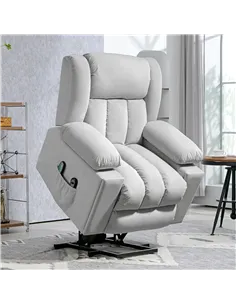 HOMCOM Velvet-Feel Electric Riser, Recliner and Massage Armchair - Light Grey 2