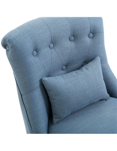 HOMCOM Fabric Single Sofa Dining Chair Tub Chair Upholstered W/ Pillow Solid Wood Leg Home Living Room Furniture Blue