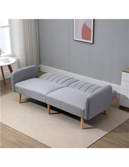 HOMCOM Three-Seater Sofa Bed, with Split Back - Light Grey