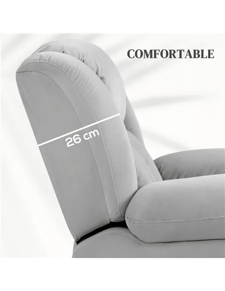 HOMCOM Velvet-Feel Electric Riser, Recliner and Massage Armchair - Light Grey