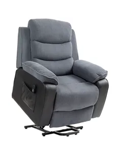 HOMCOM Overstuffed Corduroy Electric Lift Chair - Dark Grey