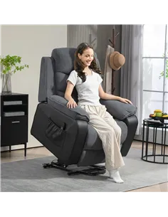 HOMCOM Overstuffed Corduroy Electric Lift Chair - Dark Grey 2