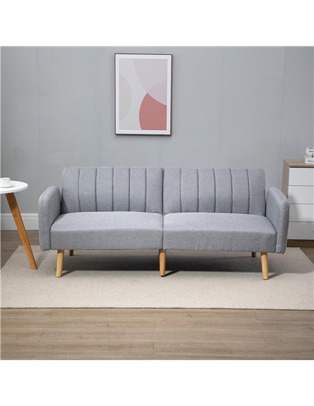 HOMCOM Three-Seater Sofa Bed, with Split Back - Light Grey