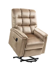 HOMCOM Velvet-Feel Electric Lift Recliner Chair - Brown