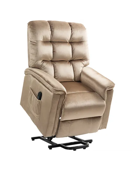 HOMCOM Velvet-Feel Electric Lift Recliner Chair - Brown